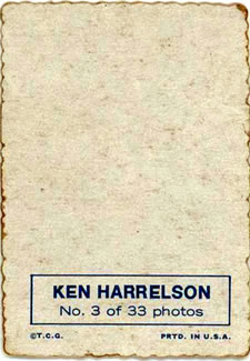 1969 Topps - Deckle #3 Ken Harrelson   Back