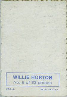 1969 Topps - Deckle #9 Willie Horton   Back