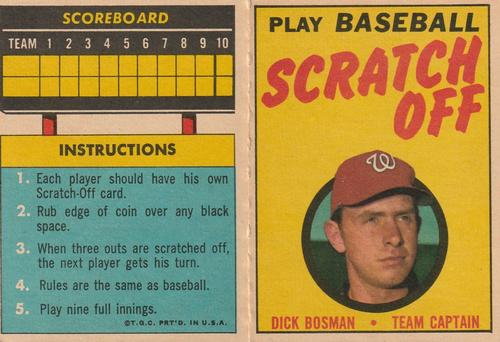 1970 Topps - Scratch-Offs #NNO Dick Bosman Front