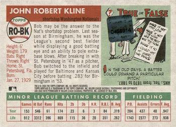 2004 Topps Heritage - Real One Autographs Red Ink #RO-BK Bob Kline Back