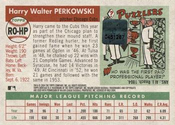 2004 Topps Heritage - Real One Autographs Red Ink #RO-HP Harry Perkowski Back