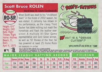 2004 Topps Heritage - Real One Autographs Red Ink #RO-SR Scott Rolen Back