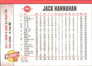 2014 Kahn's Cincinnati Reds #NNO Jack Hannahan Back