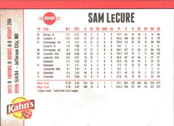 2014 Kahn's Cincinnati Reds #NNO Sam LeCure Back