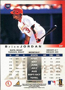 1997 Pinnacle X-Press #108 Brian Jordan Back