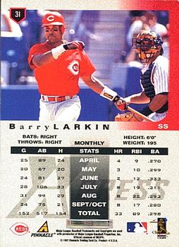 1997 Pinnacle X-Press #31 Barry Larkin Back