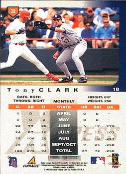 1997 Pinnacle X-Press #39 Tony Clark Back