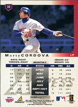1997 Pinnacle X-Press #59 Marty Cordova Back