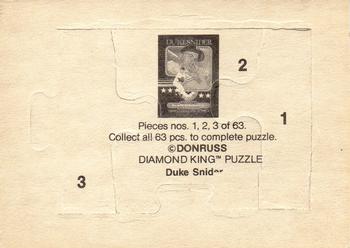 1984 Donruss - Duke Snider Puzzle #1-3 Duke Snider Back