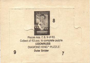 1984 Donruss - Duke Snider Puzzle #7-9 Duke Snider Back