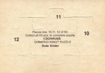 1984 Donruss - Duke Snider Puzzle #10-12 Duke Snider Back