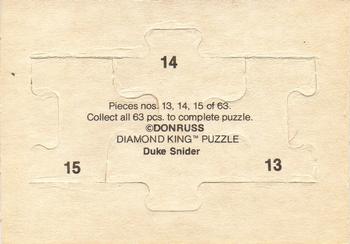 1984 Donruss - Duke Snider Puzzle #13-15 Duke Snider Back