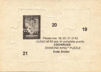 1984 Donruss - Duke Snider Puzzle #19-21 Duke Snider Back