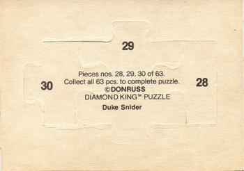 1984 Donruss - Duke Snider Puzzle #28-30 Duke Snider Back