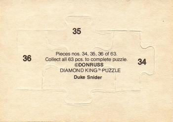 1984 Donruss - Duke Snider Puzzle #34-36 Duke Snider Back