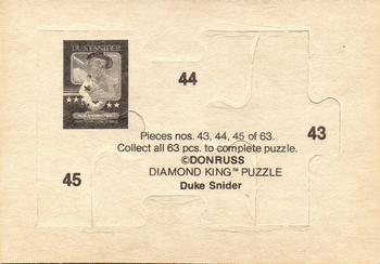 1984 Donruss - Duke Snider Puzzle #43-45 Duke Snider Back