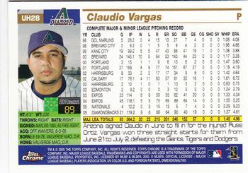 2005 Topps Chrome Updates & Highlights #UH28 Claudio Vargas Back