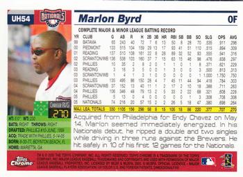 2005 Topps Chrome Updates & Highlights #UH54 Marlon Byrd Back