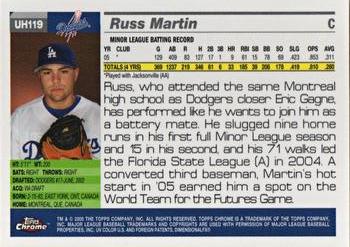 2005 Topps Chrome Updates & Highlights #UH119 Russell Martin Back