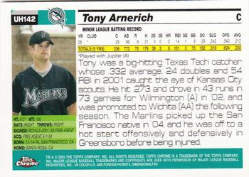 2005 Topps Chrome Updates & Highlights #UH142 Tony Arnerich Back