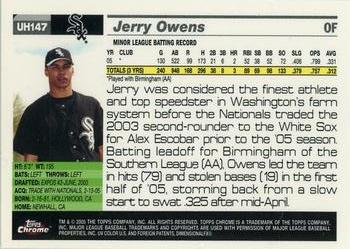 2005 Topps Chrome Updates & Highlights #UH147 Jerry Owens Back