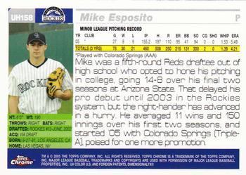 2005 Topps Chrome Updates & Highlights #UH158 Mike Esposito Back