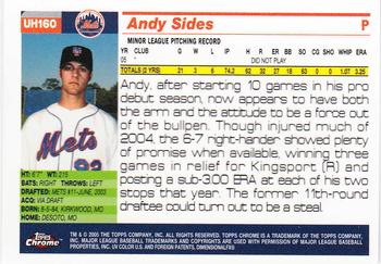 2005 Topps Chrome Updates & Highlights #UH160 Andy Sides Back