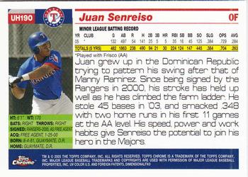 2005 Topps Chrome Updates & Highlights #UH190 Juan Senreiso Back