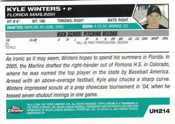 2005 Topps Chrome Updates & Highlights #UH214 Kyle Winters Back