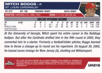 2005 Topps Chrome Updates & Highlights #UH215 Mitch Boggs Back