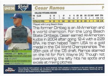 2005 Topps Chrome Updates & Highlights #UH236 Cesar Ramos Back