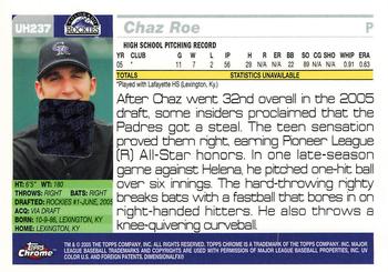 2005 Topps Chrome Updates & Highlights #UH237 Chaz Roe Back