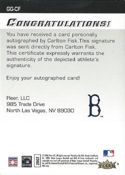 2006 Fleer Greats of the Game - Autographics #GG-CF Carlton Fisk Back