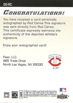 2006 Fleer Greats of the Game - Autographics #GG-RC Rod Carew Back