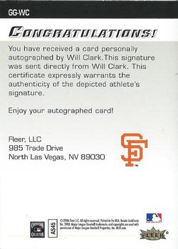 2006 Fleer Greats of the Game - Autographics #GG-WC Will Clark Back