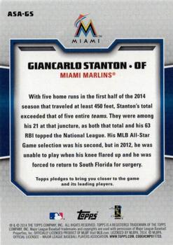 2014 Topps Update - All Star Access #ASA-GS Giancarlo Stanton Back