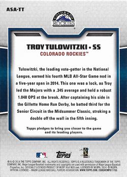 2014 Topps Update - All Star Access #ASA-TT Troy Tulowitzki Back