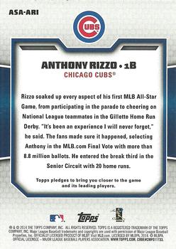 2014 Topps Update - All Star Access #ASA-ARI Anthony Rizzo Back