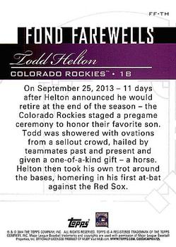 2014 Topps Update - Fond Farewells #FF-TH Todd Helton Back