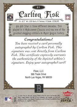 2006 Fleer Greats of the Game - Autographs #21 Carlton Fisk Back