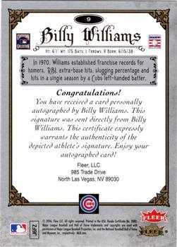 2006 Fleer Greats of the Game - Autographs #9 Billy Williams Back