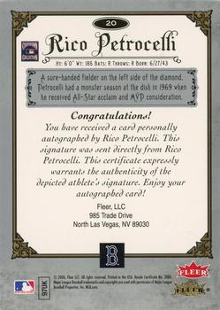 2006 Fleer Greats of the Game - Autographs #20 Rico Petrocelli Back
