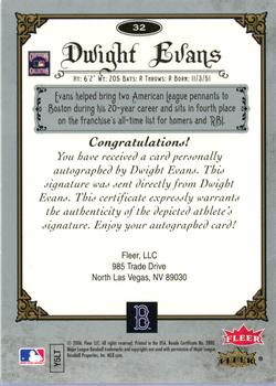 2006 Fleer Greats of the Game - Autographs #32 Dwight Evans Back