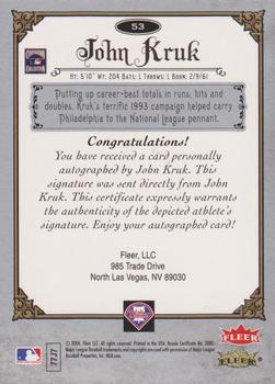 2006 Fleer Greats of the Game - Autographs #53 John Kruk Back