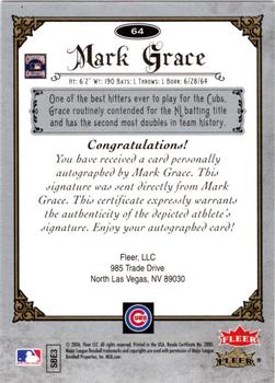 2006 Fleer Greats of the Game - Autographs #64 Mark Grace Back