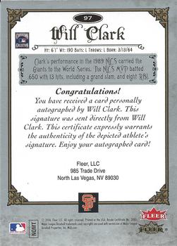 2006 Fleer Greats of the Game - Autographs #97 Will Clark Back