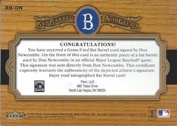 2006 Fleer Greats of the Game - Bat Barrel Auto Greats #BB-DN Don Newcombe Back
