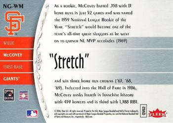 2006 Fleer Greats of the Game - Nickname Greats #NG-WM Willie McCovey Back