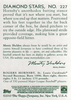 2010 Topps National Chicle #227 Rogers Hornsby Back