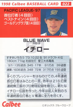 1998 Calbee #022 Ichiro Suzuki Back